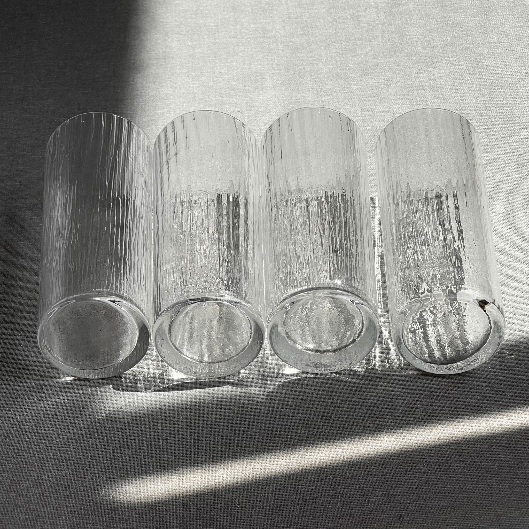 Set of 4 Driftwood Glasses by Bengt Edenfalk for Skruf Glassworks, Sweden, 1970s.