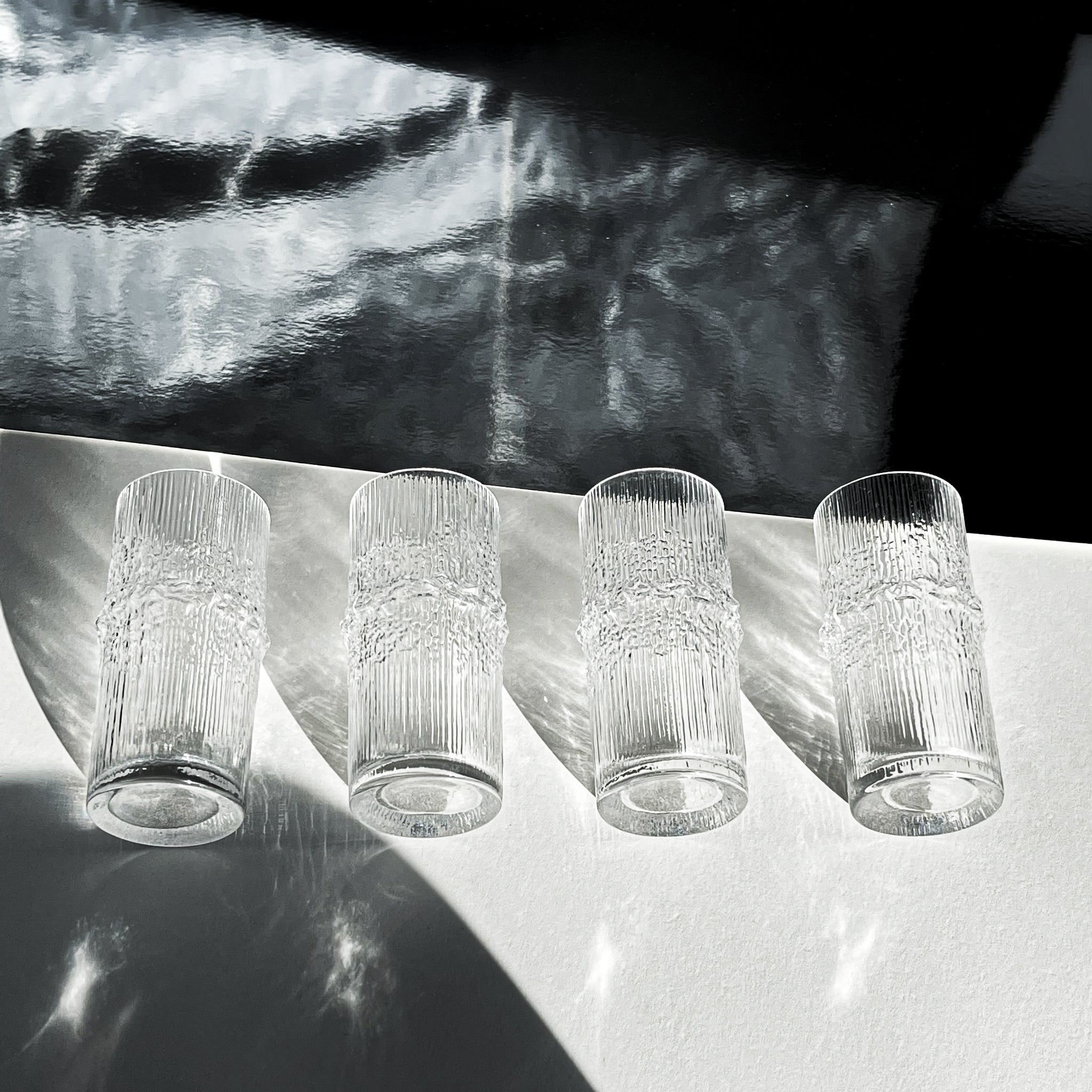 Set of 4 Niva shot glasses by Tapio Wirkkala for Iittala, Finland, 1970s.