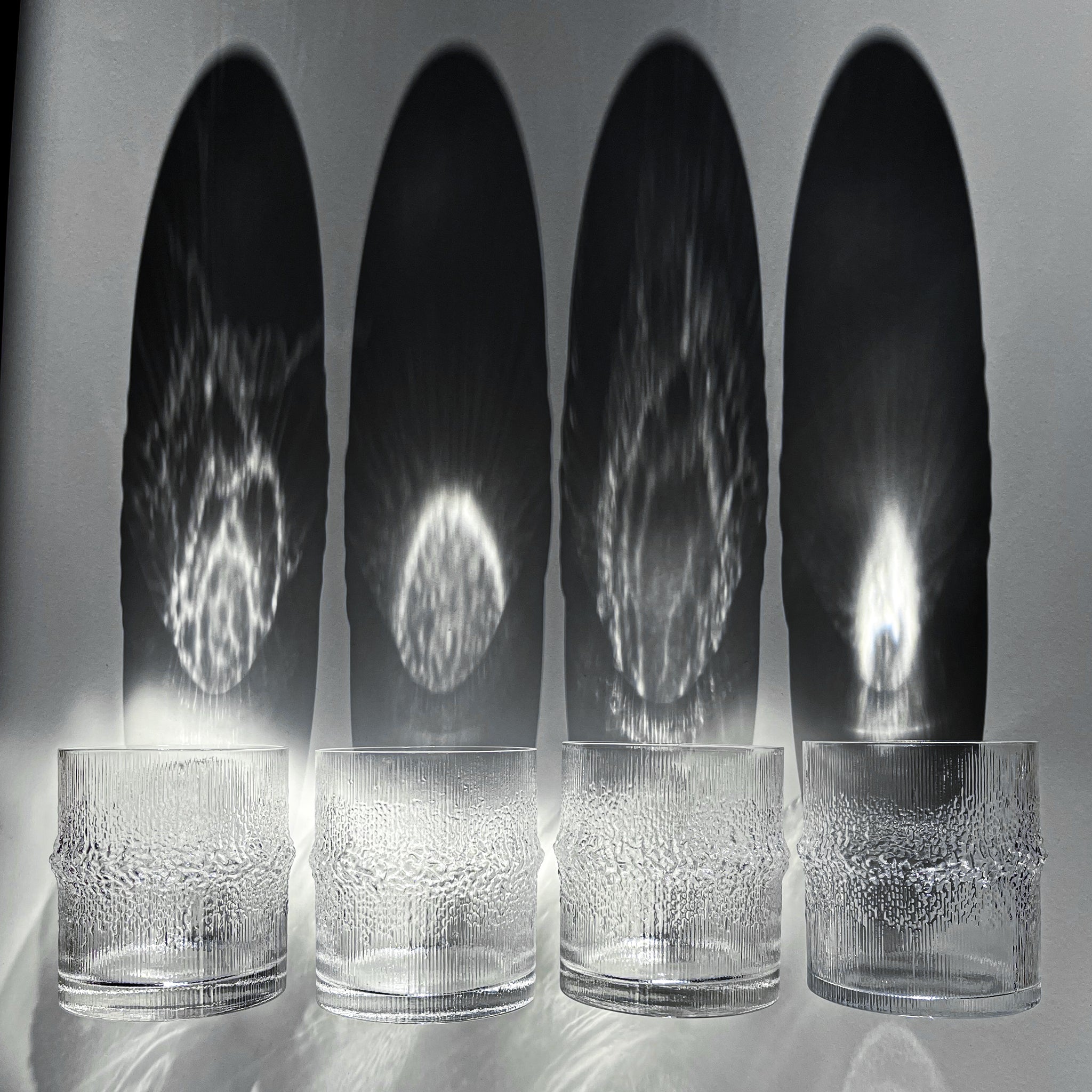 Set of 4 Niva whisky glasses by Tapio Wirkkala for Iittala, Finland, 1970s.