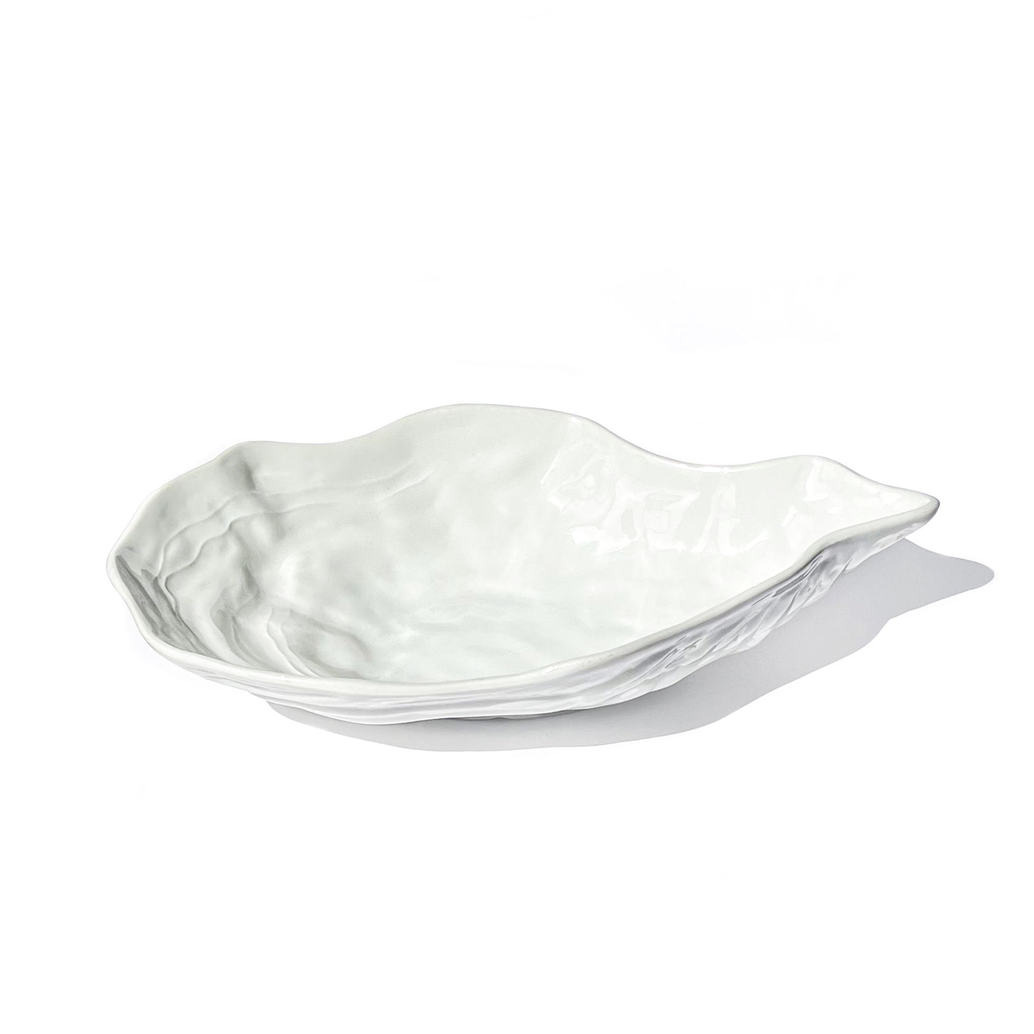 Set of 4 ceramic mussel shell plates — sculptural tableware.
