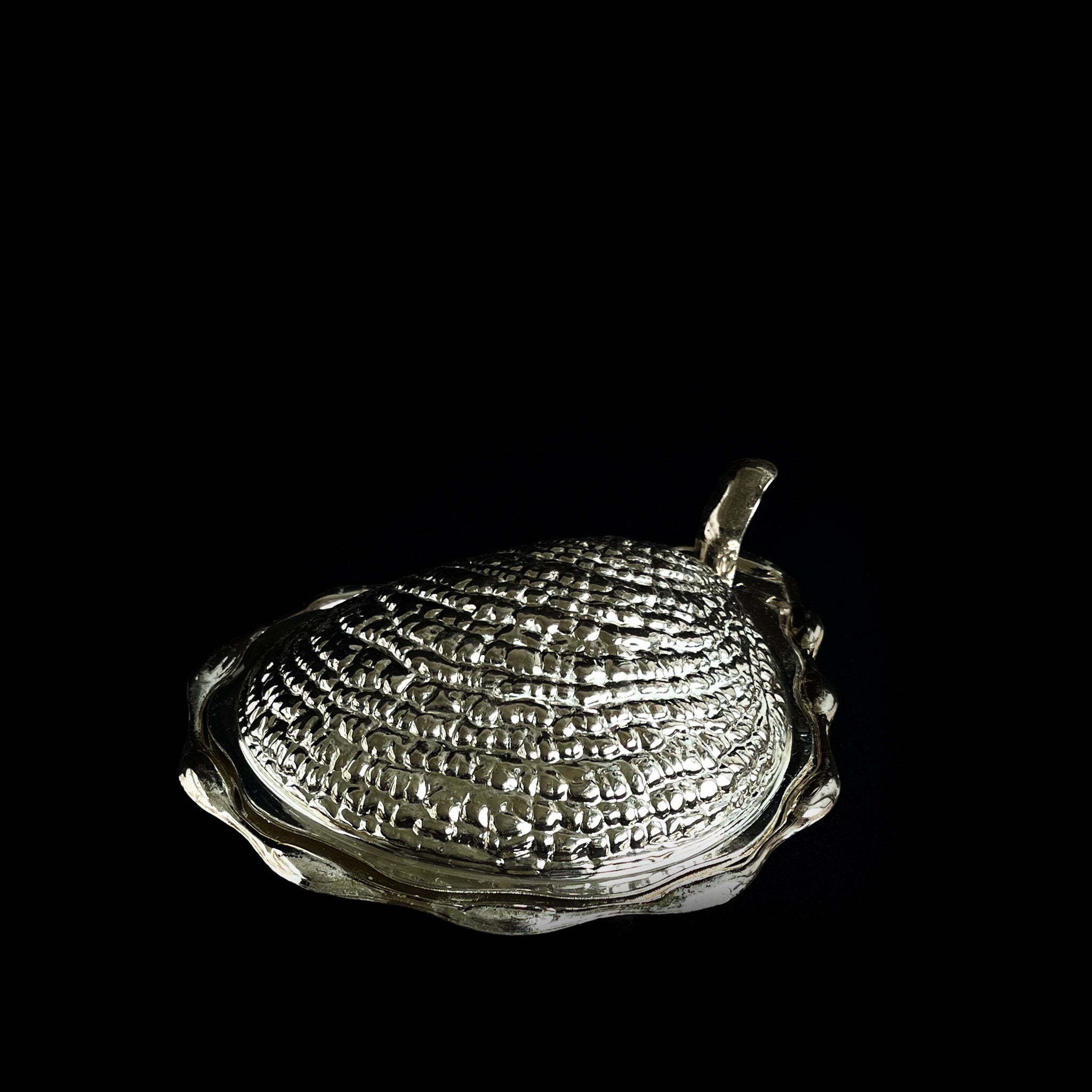 Sculptural shell box with richly textured lid, 1960s.