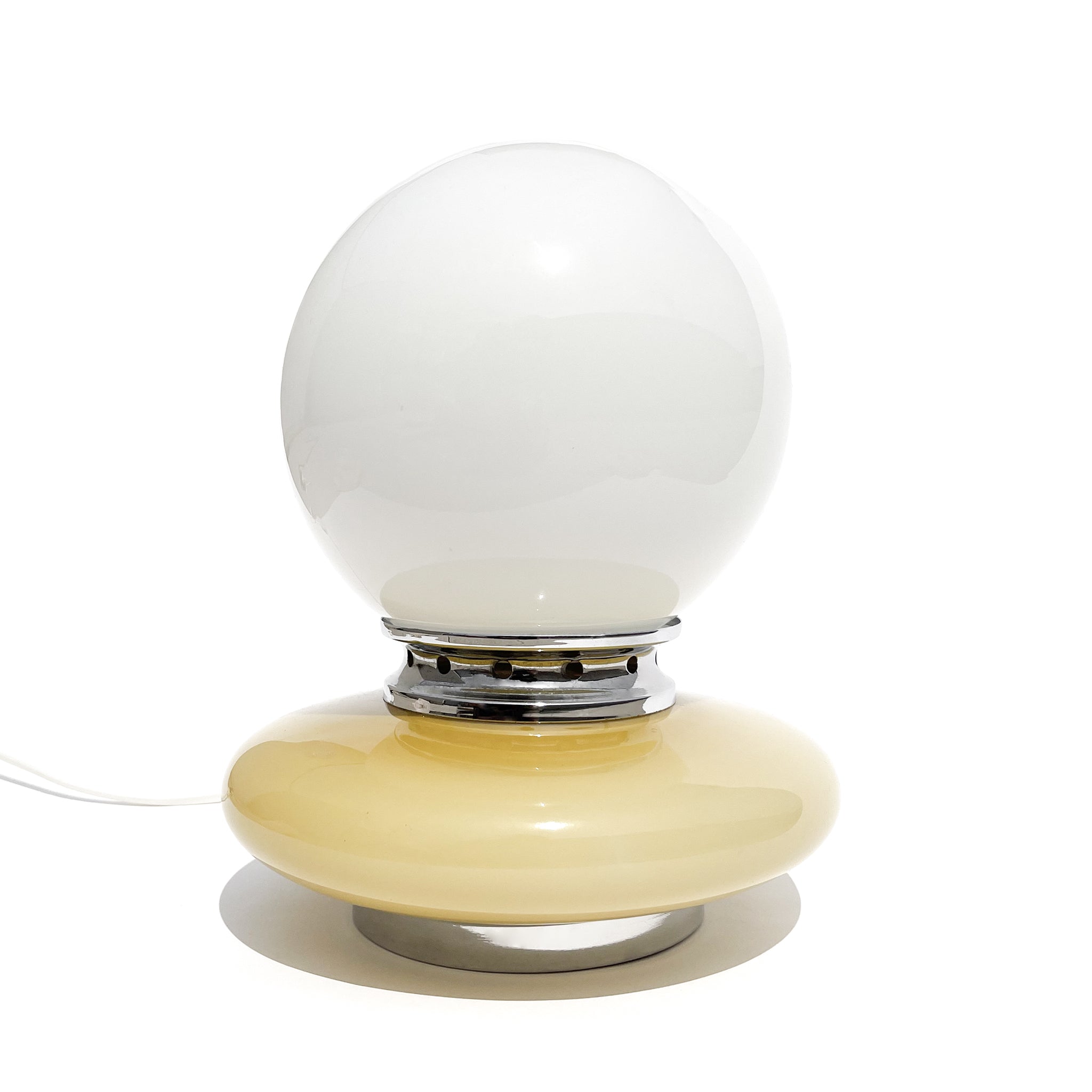 Space Age glass lamp with butter-yellow base, Italy, 1970s.