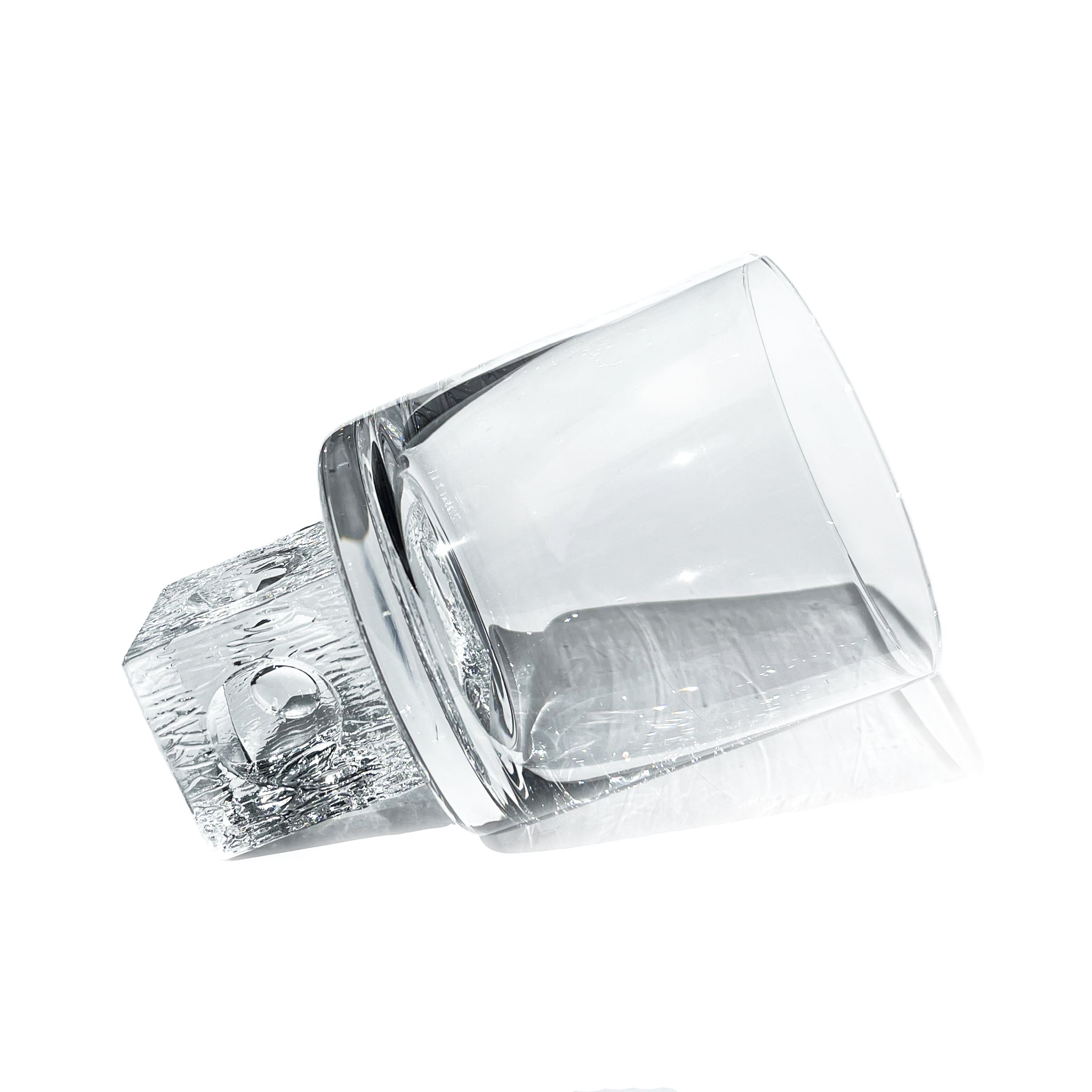 Set of 4 ice cube base crystal glasses, Kristall, Italy, 1970s.