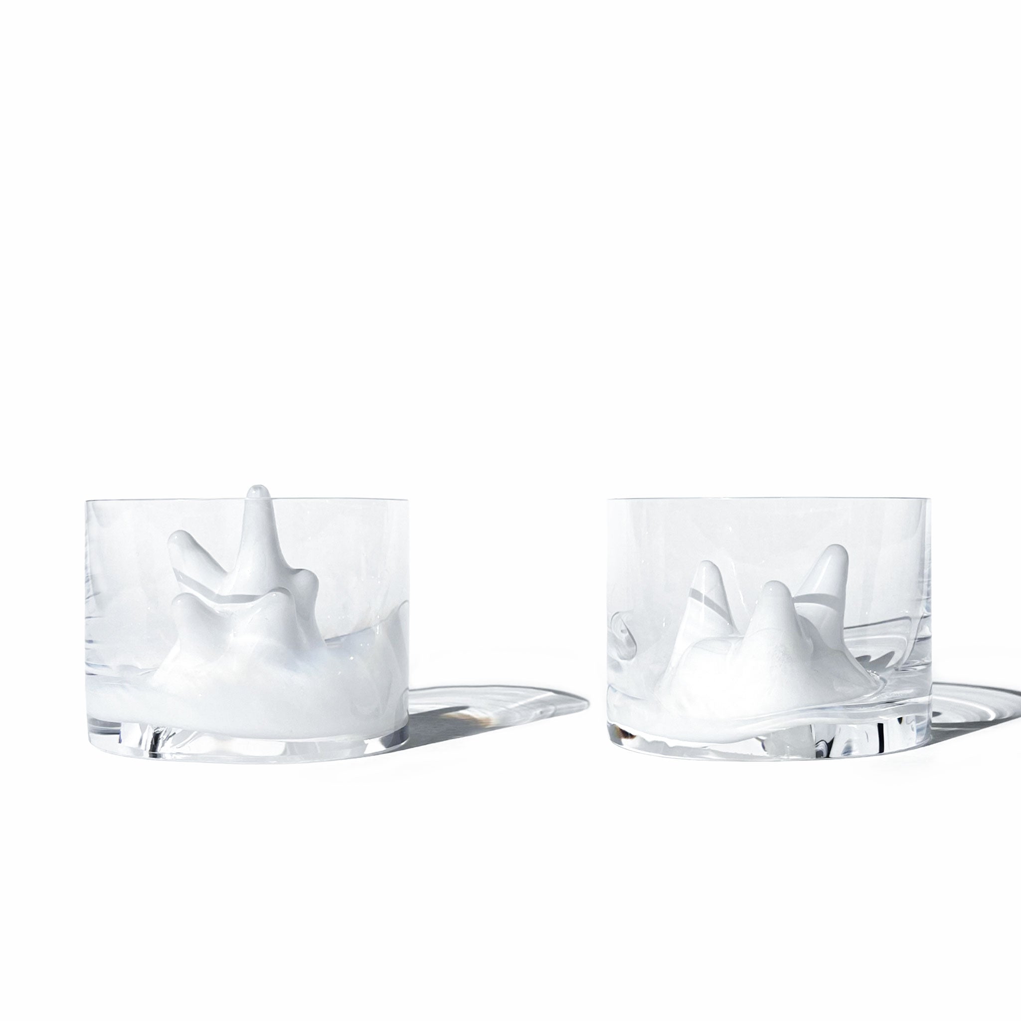Set de 2 vasos escultóricos bajos Cuerpo de Glaciar