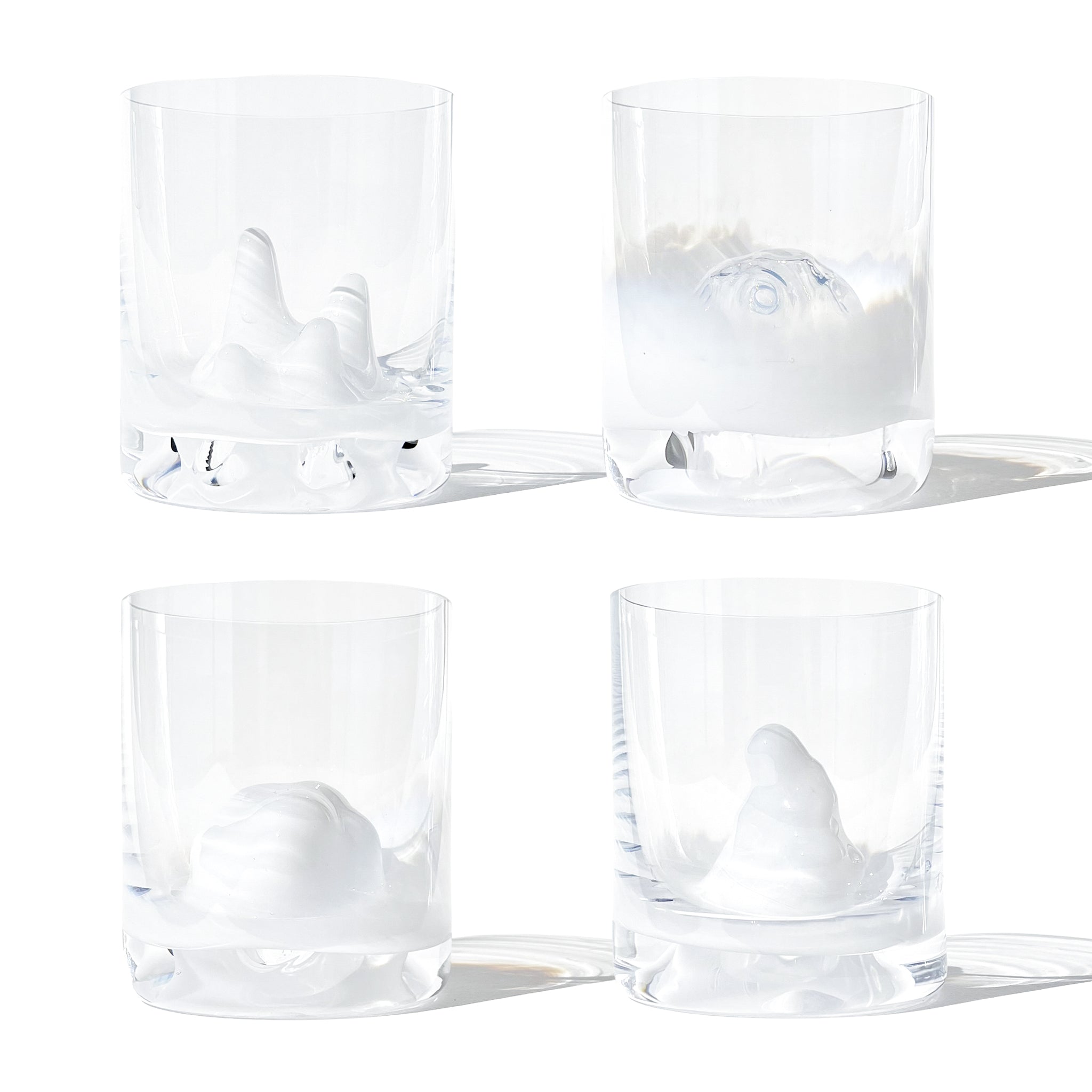 Set of 4 sculptural glasses Body of Glacier