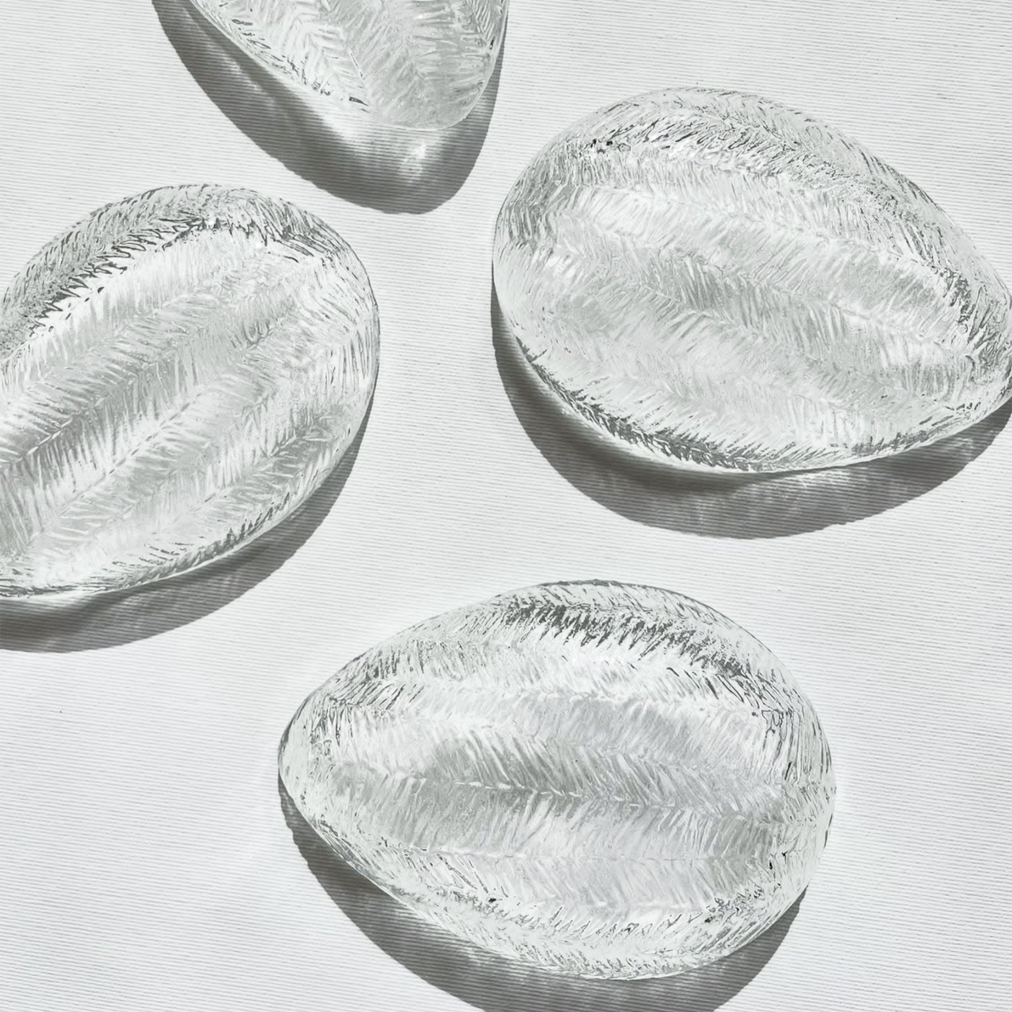 Set of 4 ice-like textured glass plates designed by Drost for Zabkowice Glassworks, Poland, 1970s.