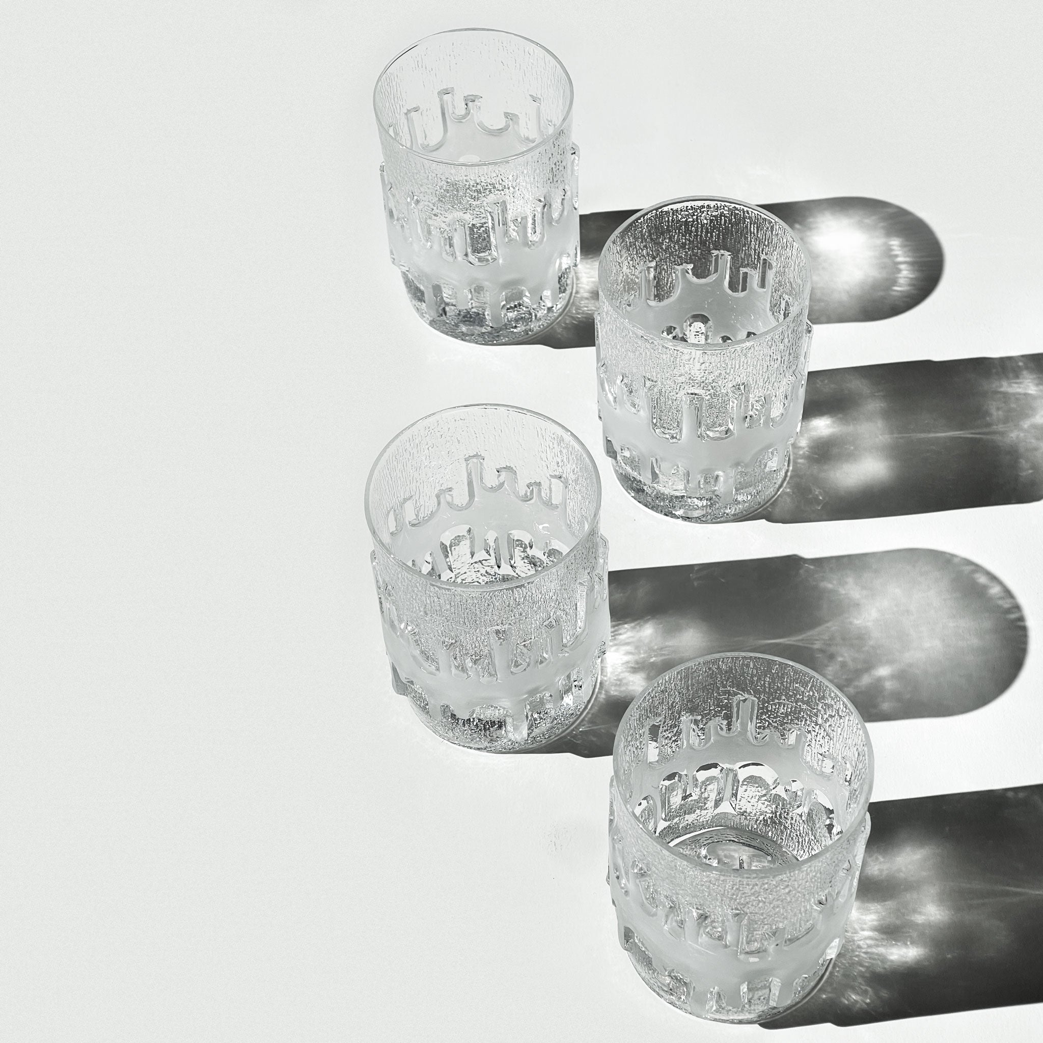 Set of 4 ice-like glasses, 1970s.