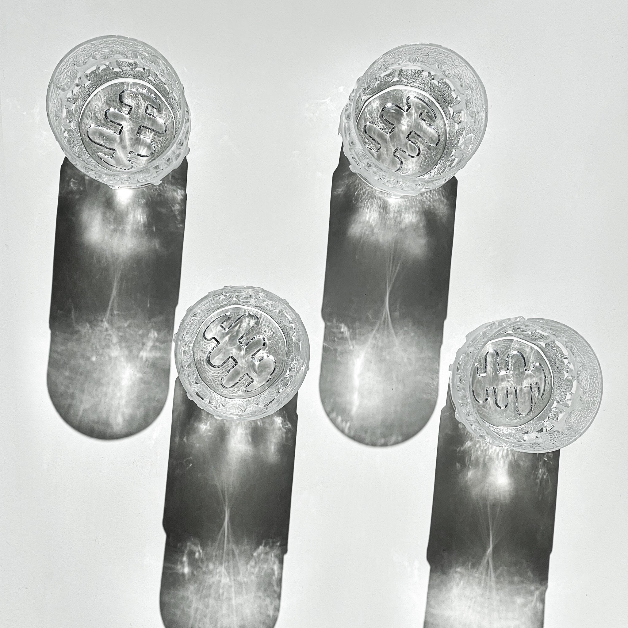 Set of 4 ice-like glasses, 1970s.