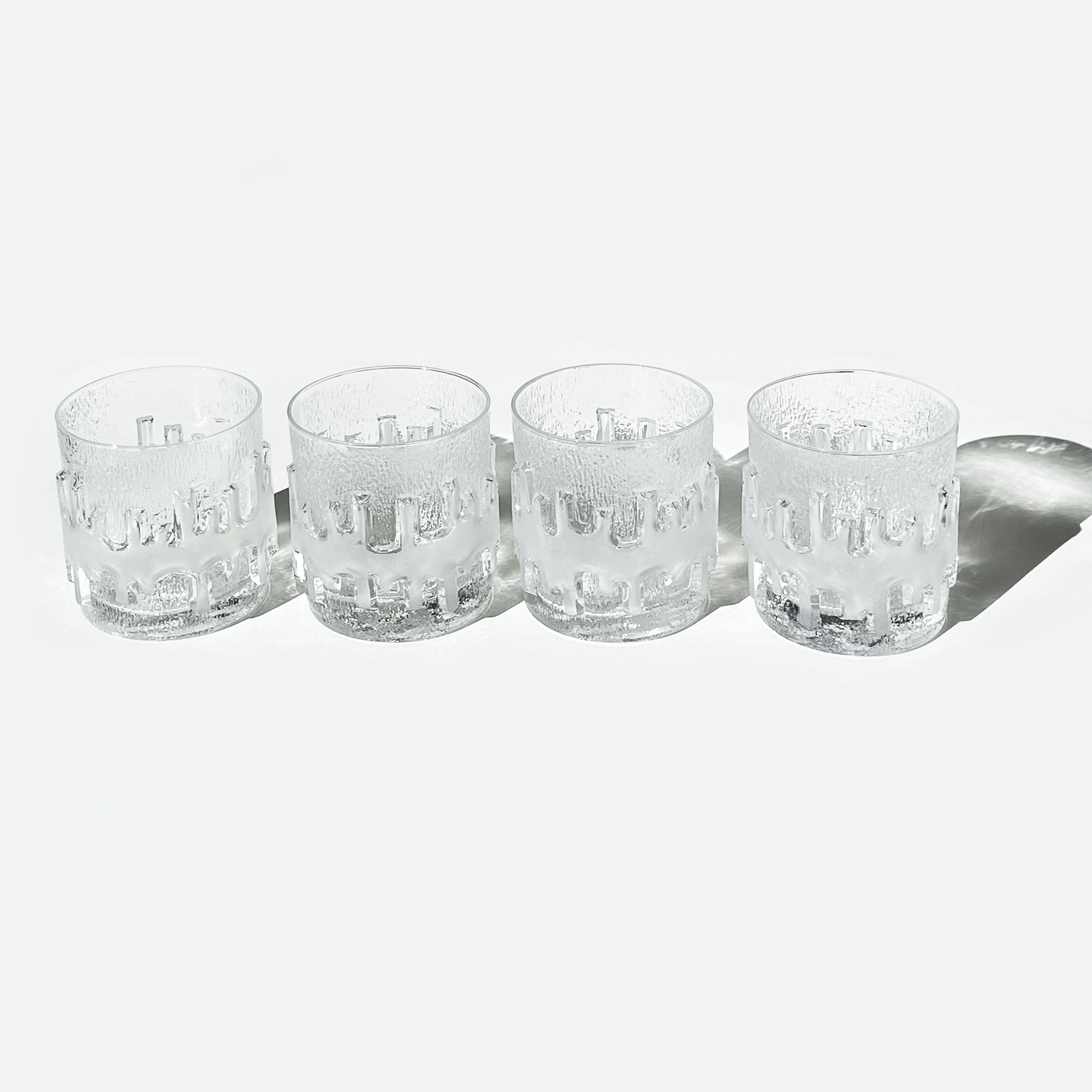 Set of 4 ice-like glasses, 1970s.