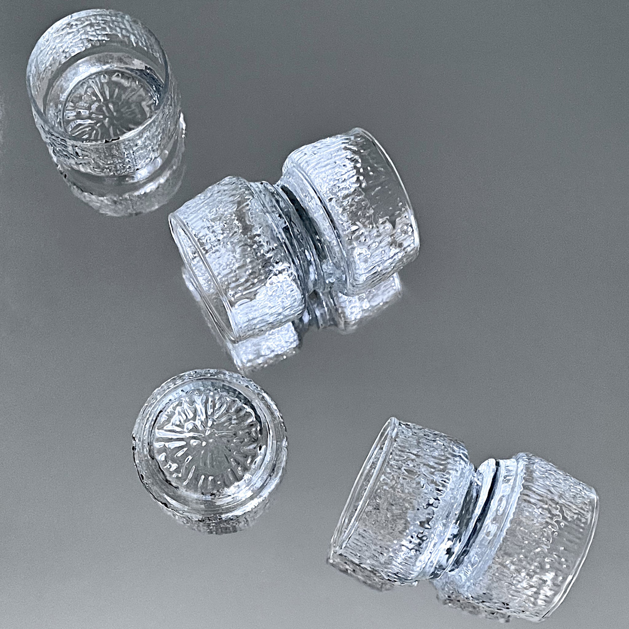 Set of 6 Textured Siesta Glasses, Ravenhead, UK, 1970s.