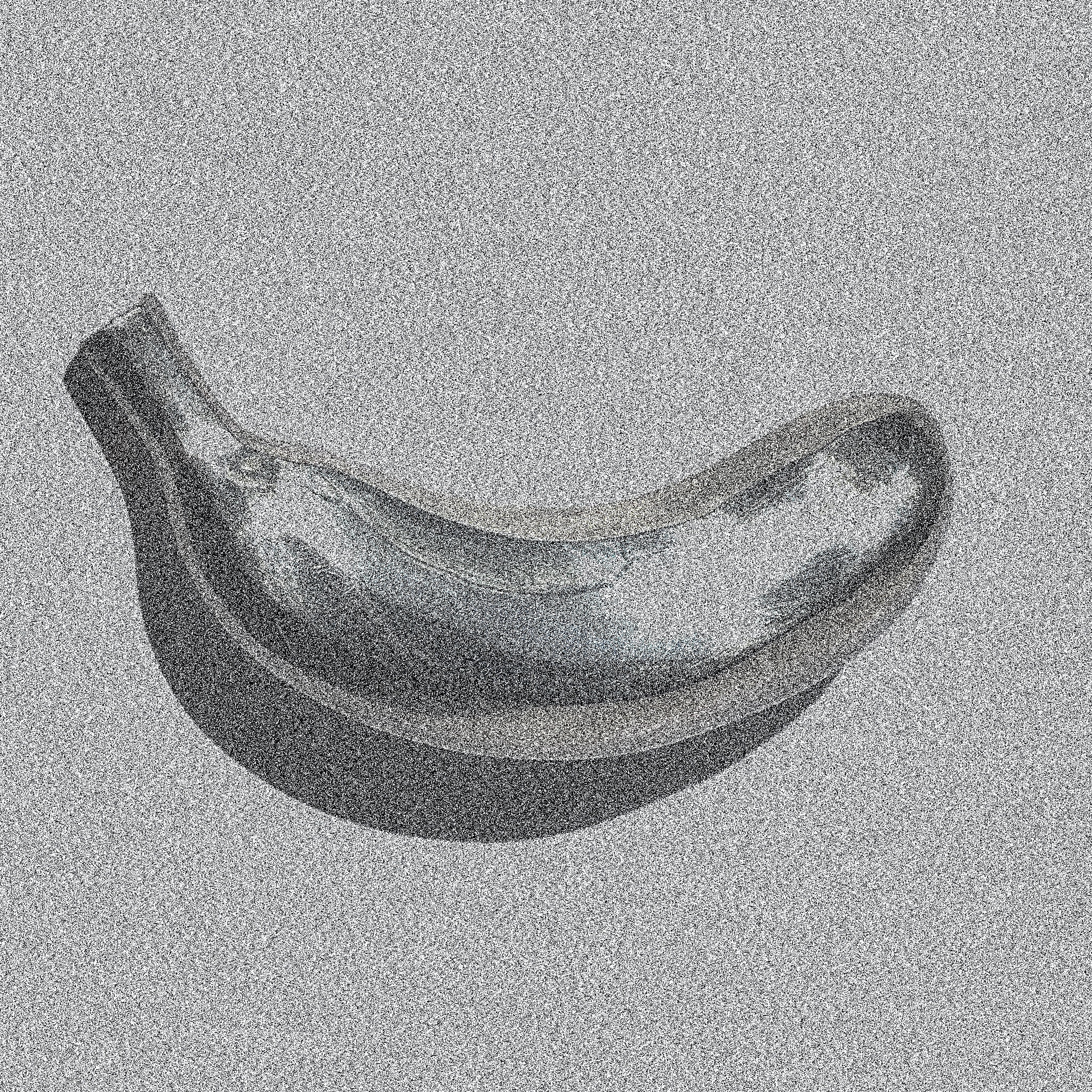 Silver banana — life-size sculpture. Garden Futures.