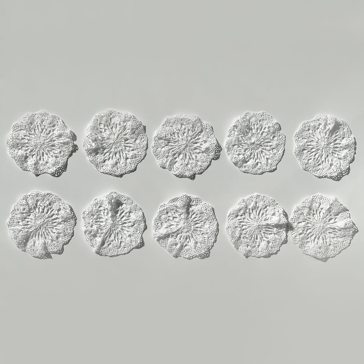 Vintage handcrafted crochet snowflakes — set of 10.