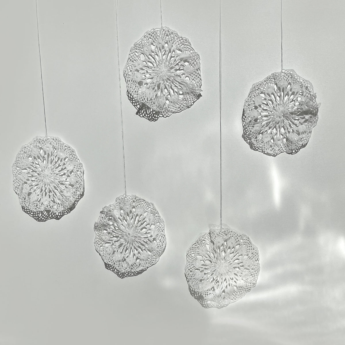 Vintage handcrafted crochet snowflakes — set of 10.