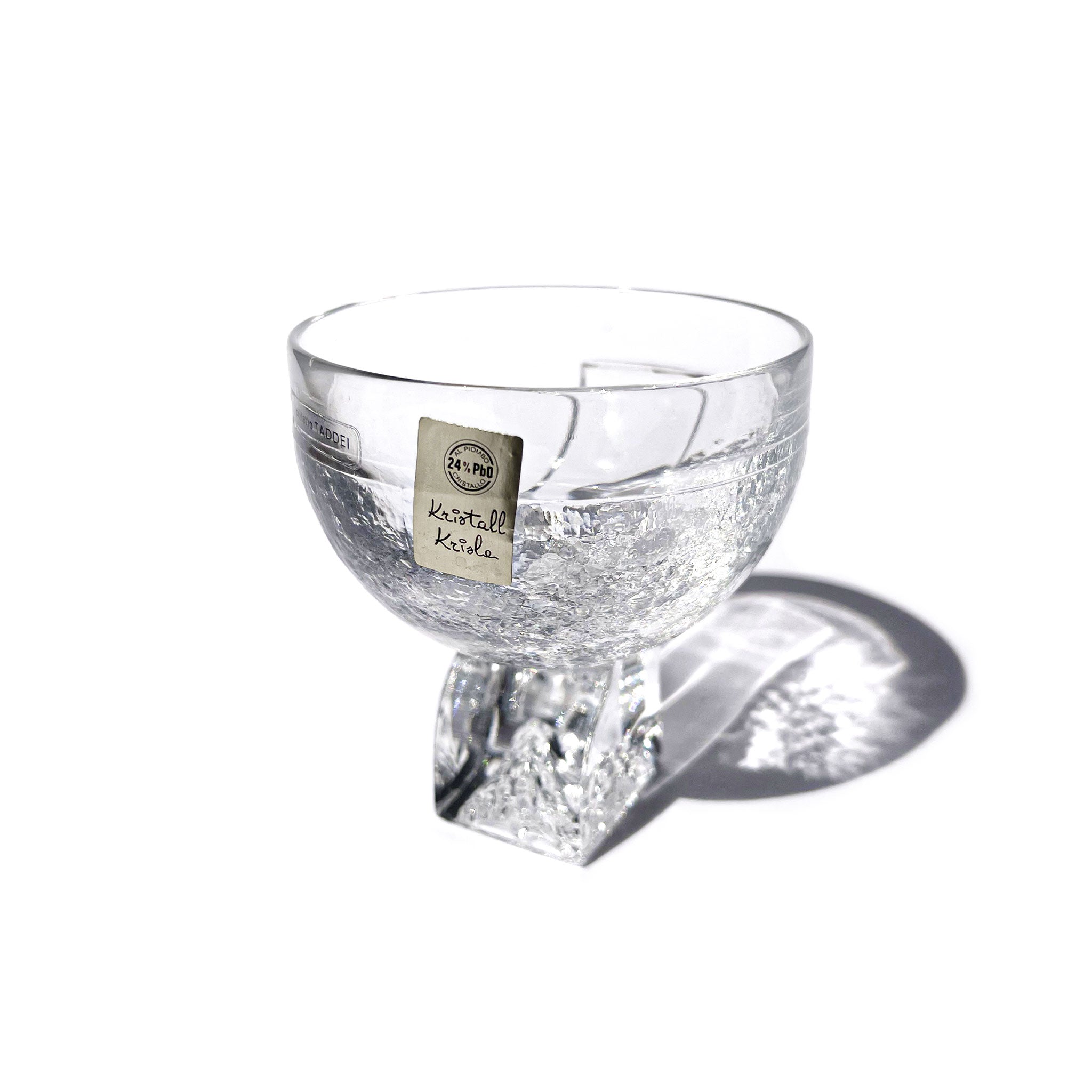 Set of 6 ice-like crystal glasses by Taddei Sestini for Kristall Krisla, Italy, 1970s.