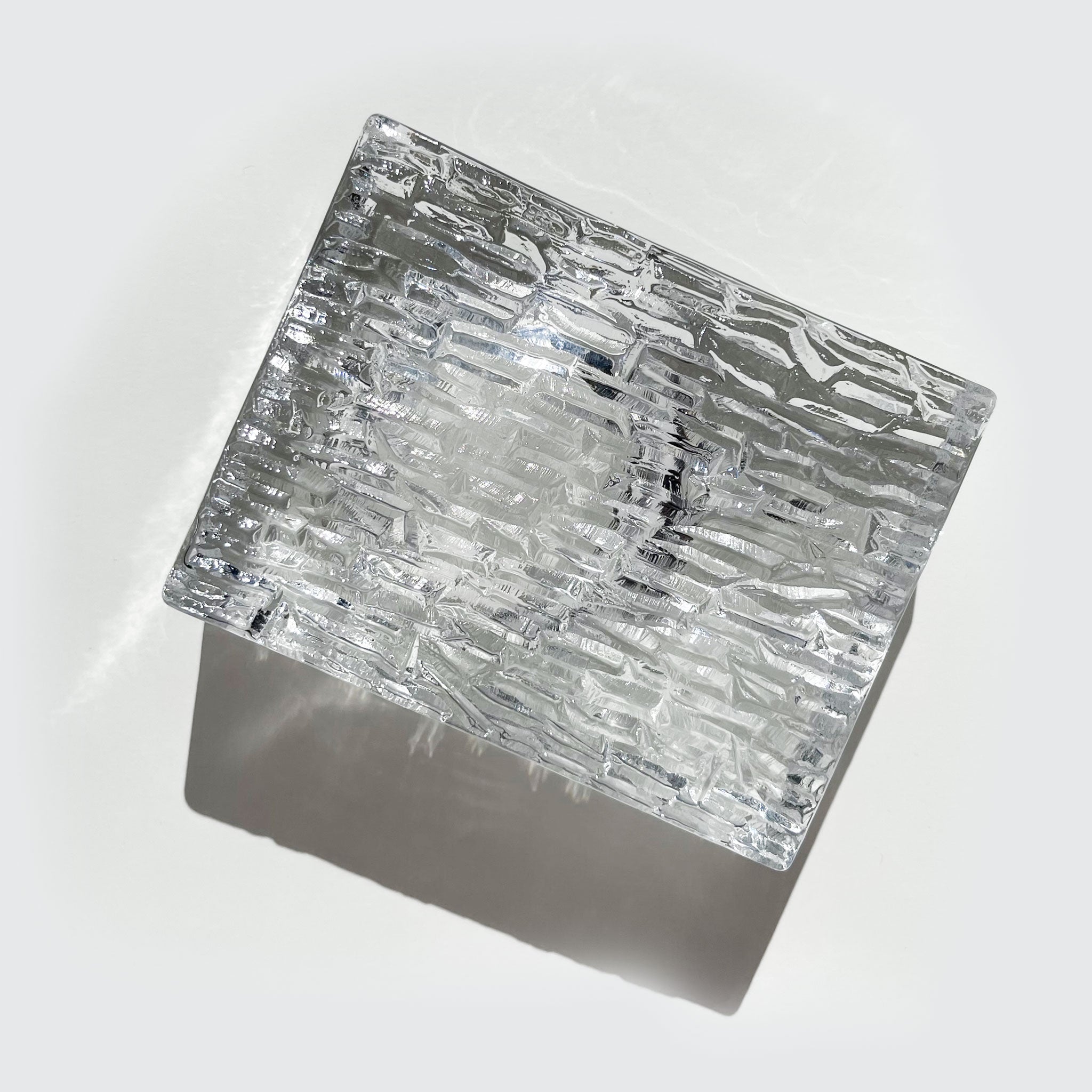 Sculptural ice-like glass tray by Rolf Sinnemark for Kosta Boda, Sweden, 1980s.