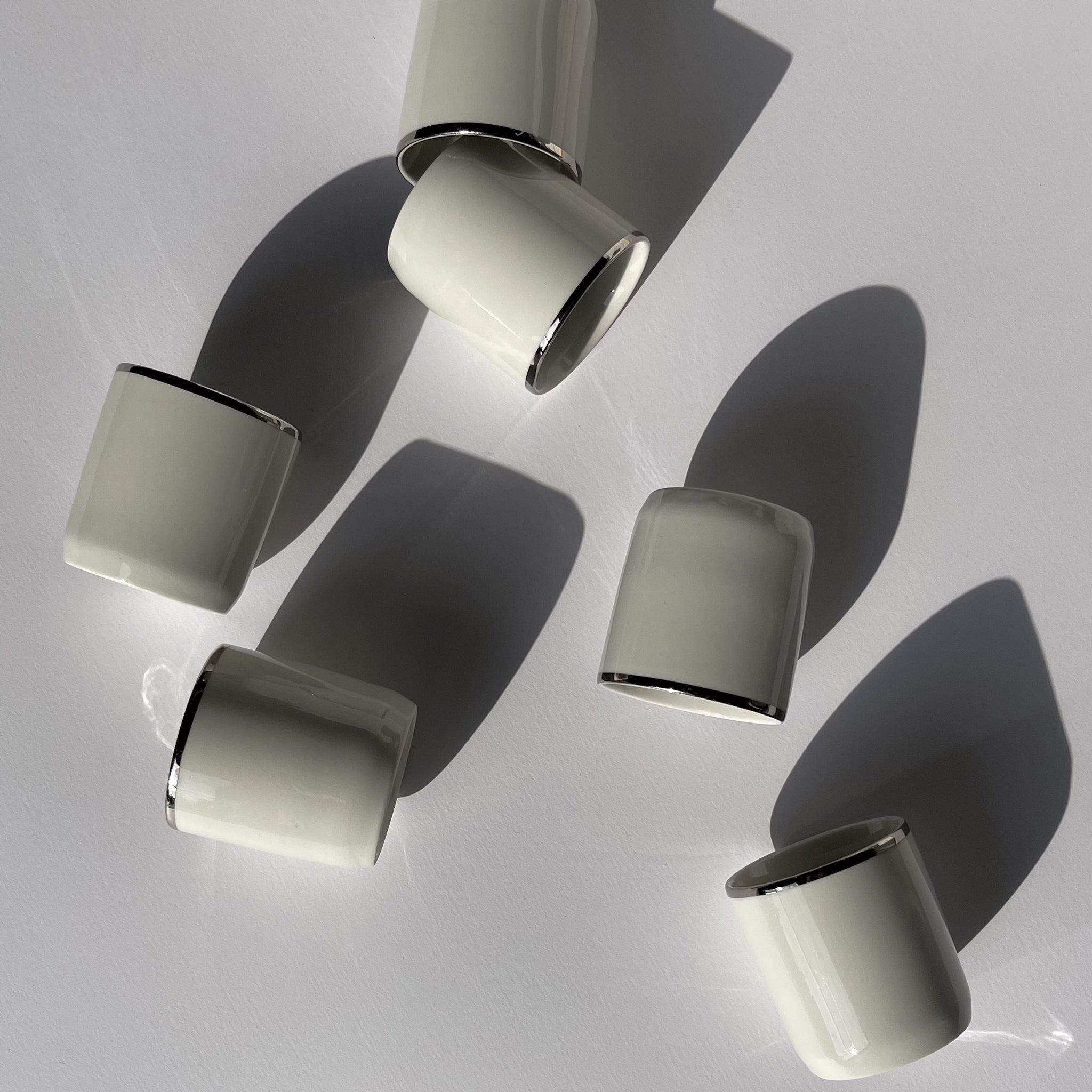 Set of 6 porcelain coffee cups Monopoli, Italy.