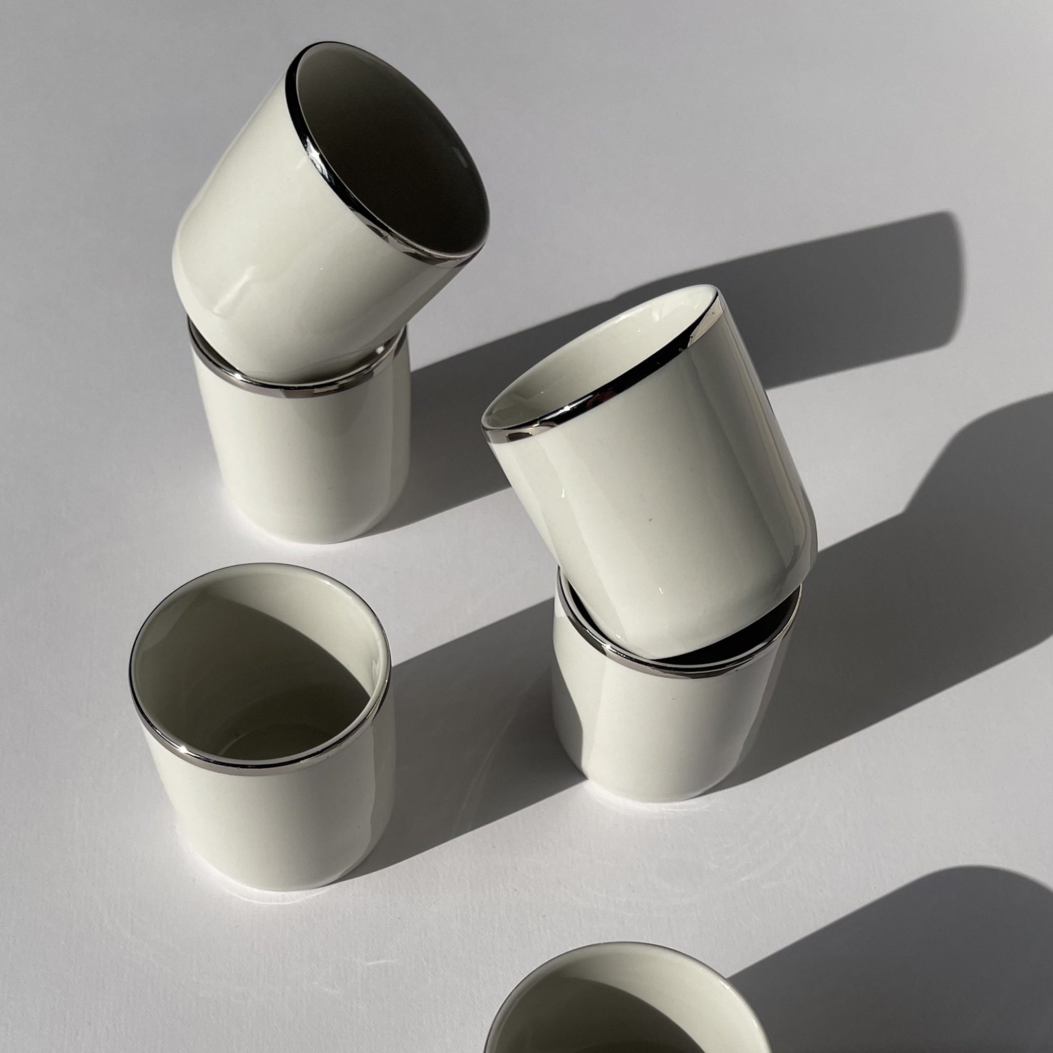 Set of 6 porcelain coffee cups Monopoli, Italy.
